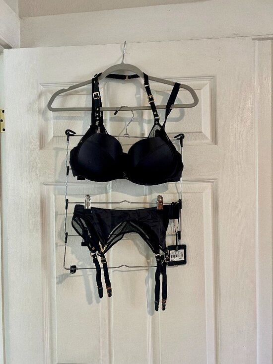 Honey Birdette Other - Honey Birdette Cindy Black Bra + Suspender Garter Set 36D / M